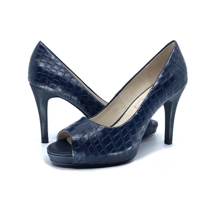 Navy Mid Heel Pump I Noah by Scarlettos for wholesale by SCARLETTOS