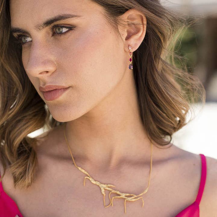 ACUS - Wholesale Dangle Earrings - Candile Zc Purple and Pink Earrings2