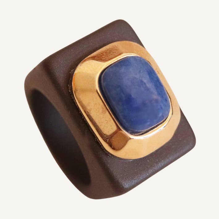 Bruine damesring met indigo blauwe kwarts voor wholesale door ÉMOLO