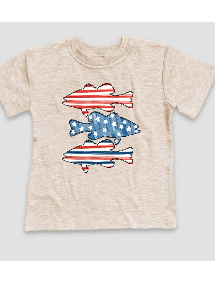 Tiny trendz teez - Wholesale Screen Printed T-Shirt - Kids - Patriotic july 4th fish kids graphic tee