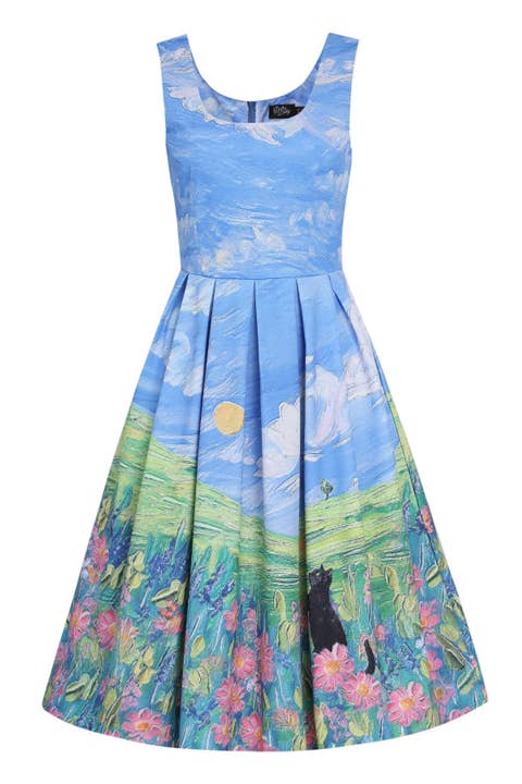 Amanda Whimsical Cat in Bloom Dress for wholesale by Dolly & Dotty
