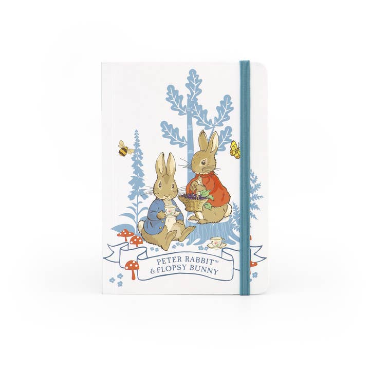 Libreta Peter Rabbit, tamaño A6, diseño de pícnic forestal para venta al por mayor de Robert Frederick Ltd