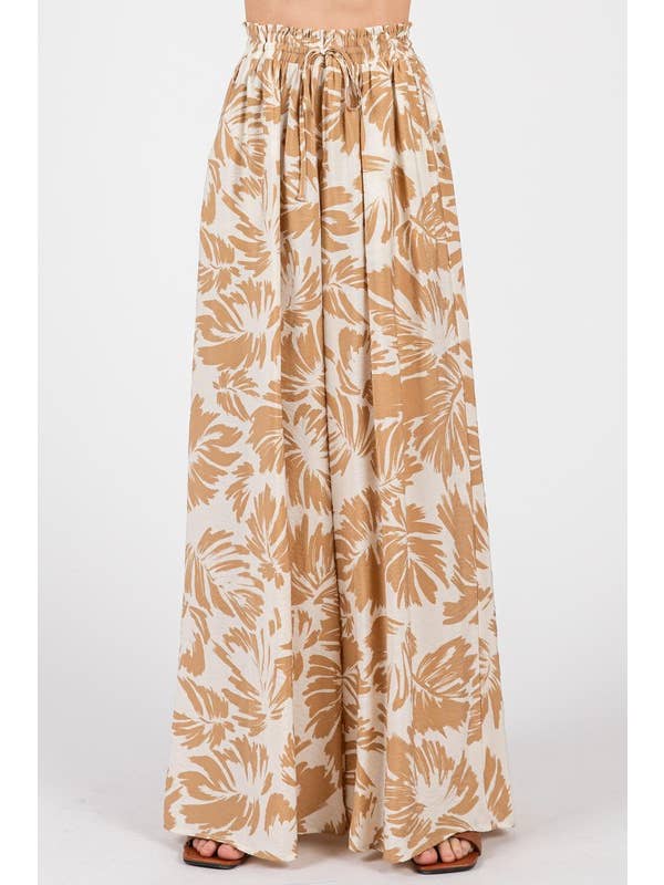 Final Touch - Wholesale Pants - Women's - Print Elastic Waist Wide Leg Pants - VP3571
