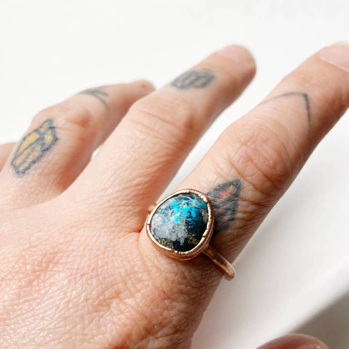 MergingMetals - Wholesale Cocktail/Statement Ring - Southwest Turquoise Ring / Copper Ring