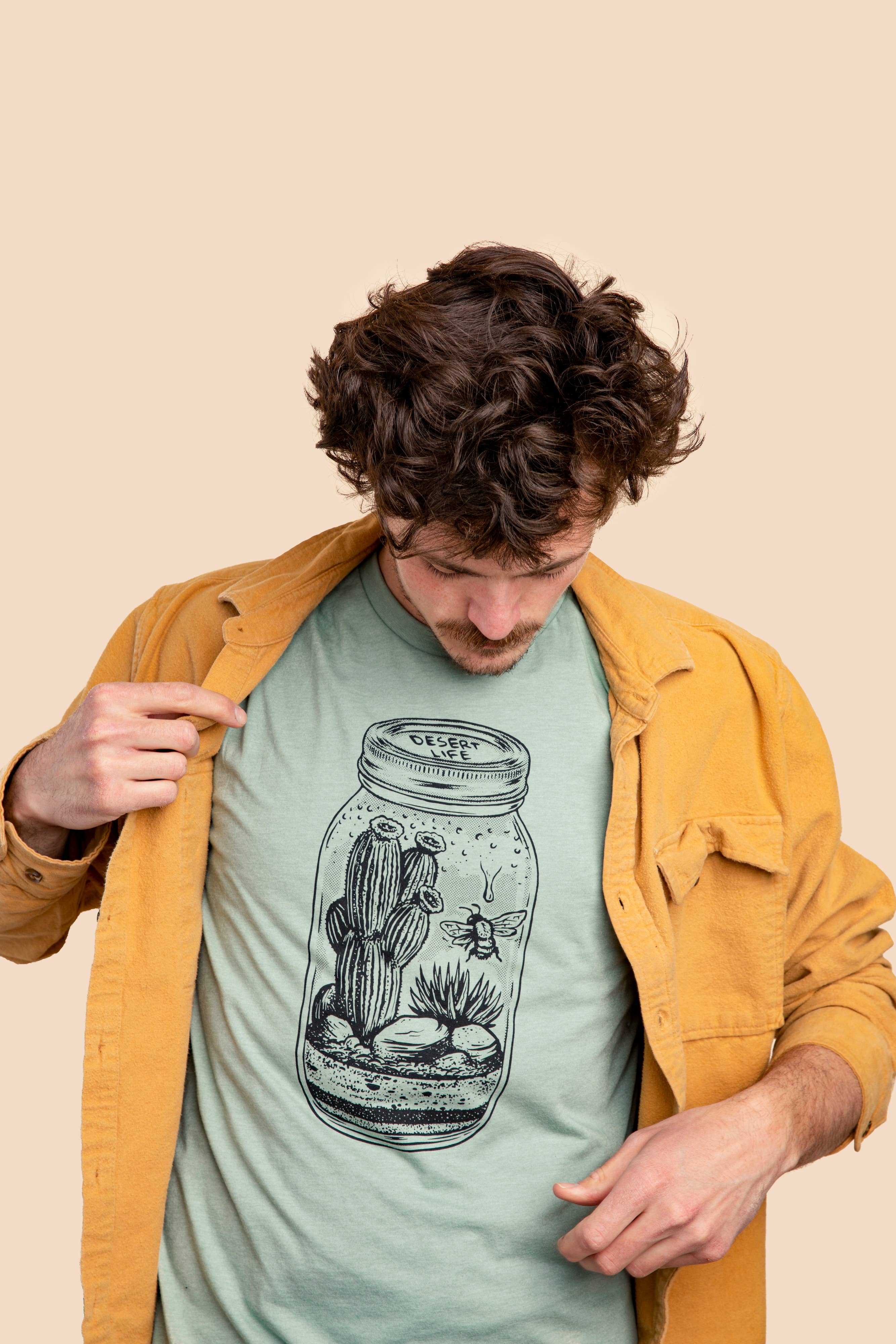 Moore Collection - Wholesale Screen Printed T-Shirt - Unisex - Desert Life Tee-Heather Sage1