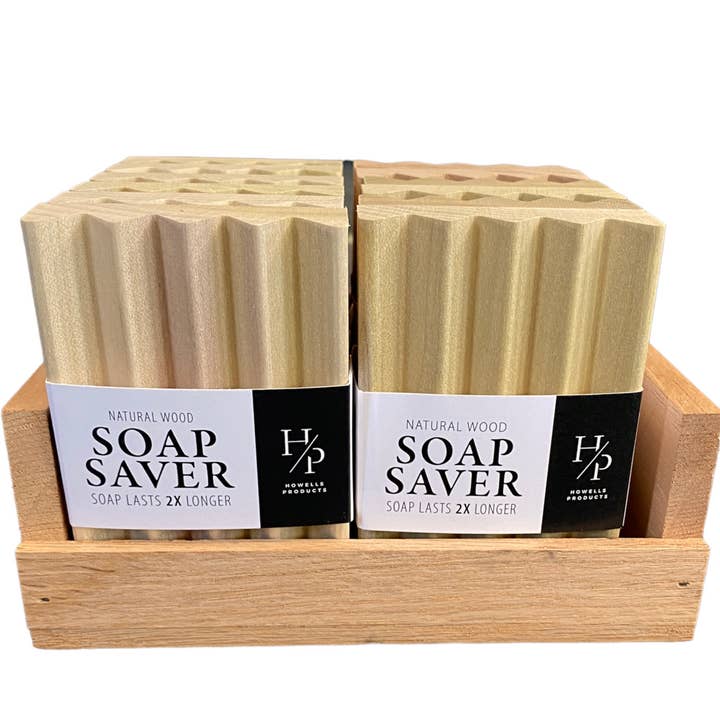 Howells Wood Products - Wholesale Bath Soap Dish - 12 ct. wood soap savers retail store shelf-ready w/ display1