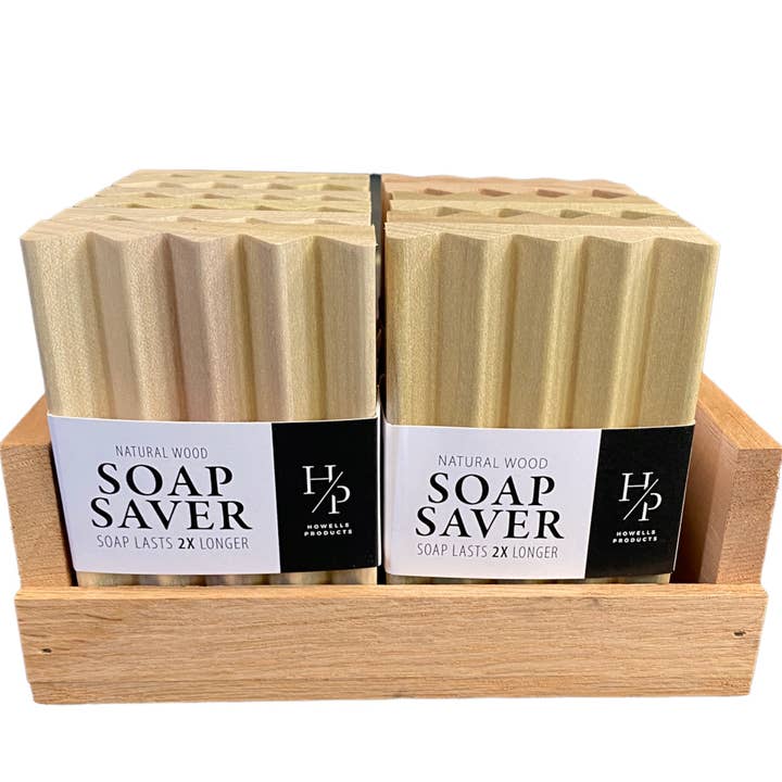 Howells Wood Products - Wholesale Bath Soap Dish - 12 ct. wood soap savers retail store shelf-ready w/ display