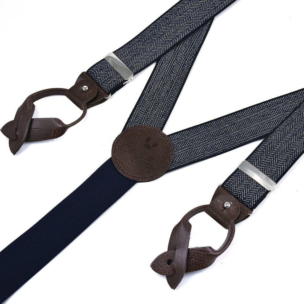 Bertelles – Engroshandel Seler - Herre – Superior brede seler - Navy chevron1