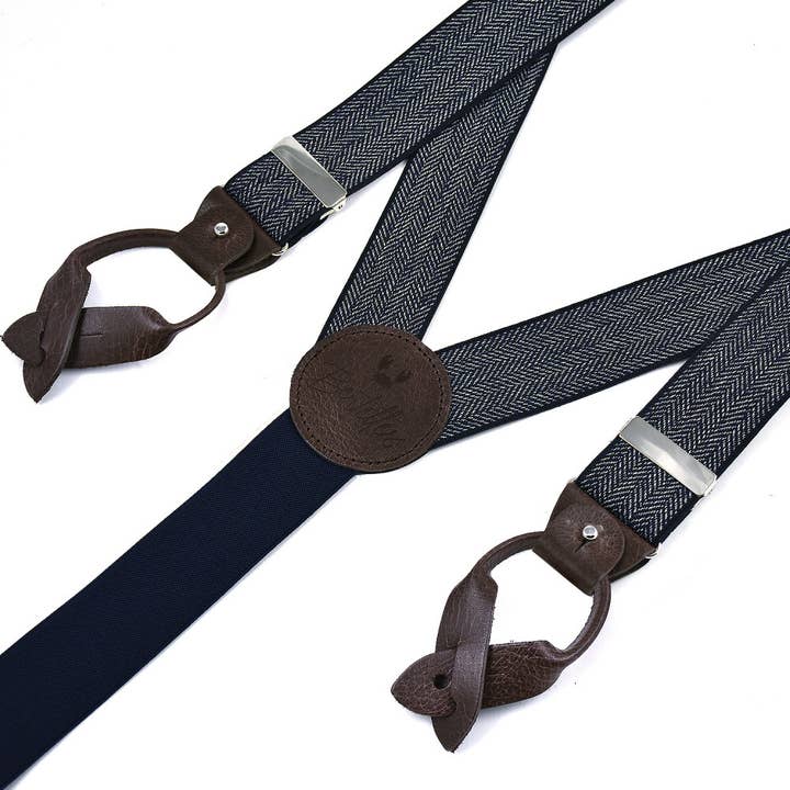 Bertelles – Engroshandel Seler - Herre – Superior brede seler - Navy chevron1