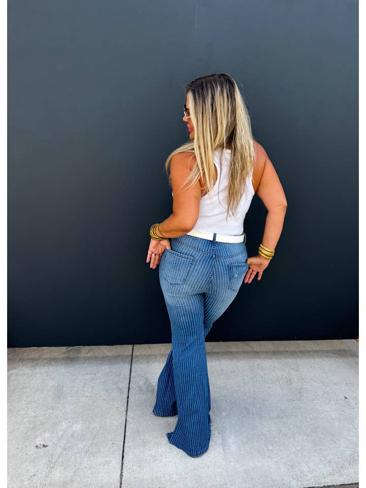 BLAKELEY - Wholesale Jeans - Women's - TAKE SIDES PINSTRIPE JEANS
