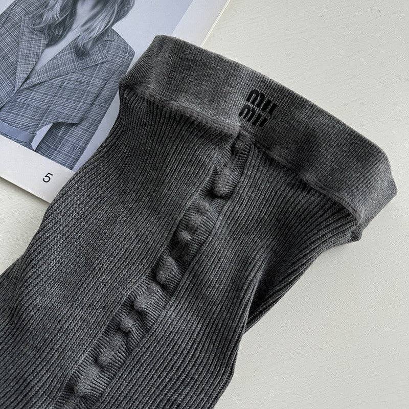 FurDecoration - Wholesale Fashion Leggings - Women's - Thick Striped Vertical Letter Print Leggings2