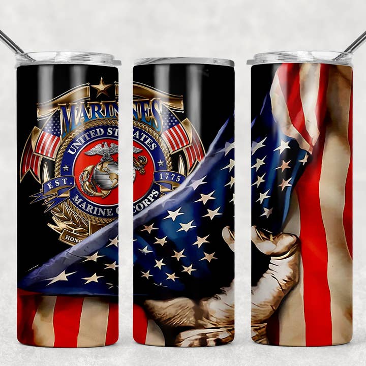 Marines with flag for wholesale by Triple D's Tumblers n More