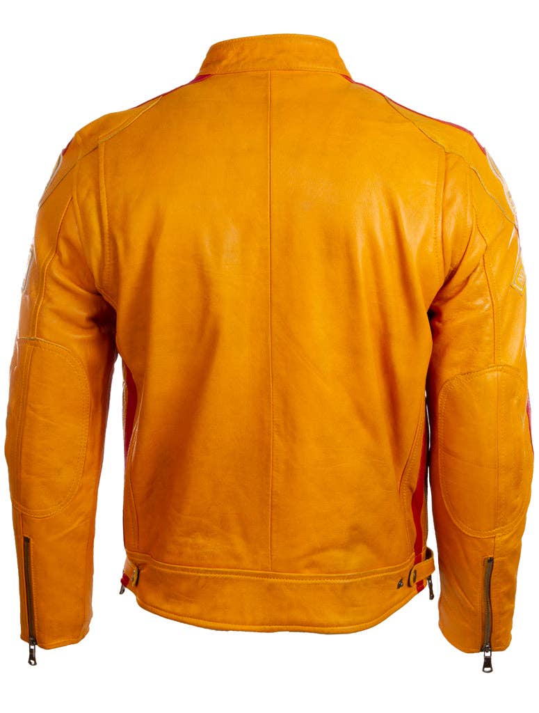 Aviatrix - Wholesale Leather Jacket - Men's - CXUS Men's Racing Biker Jacket - Yellow3