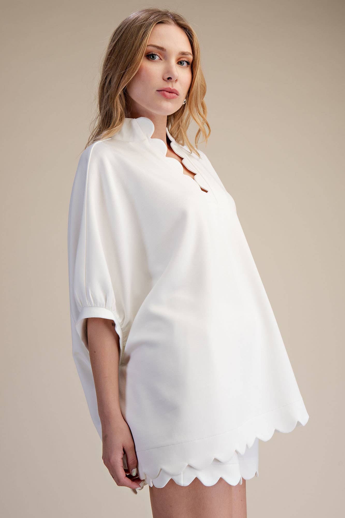 Glam - Wholesale Blouse - Women's - Scallop Neck Line Oversized Top25