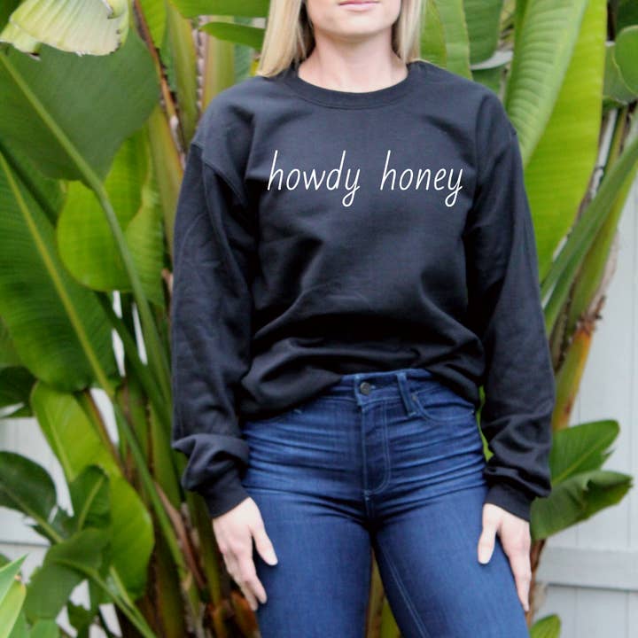 West Local Co. - Venta al por mayor Sudadera estampada - Mujer - Sudadera con cuello redondo Howdy Honey