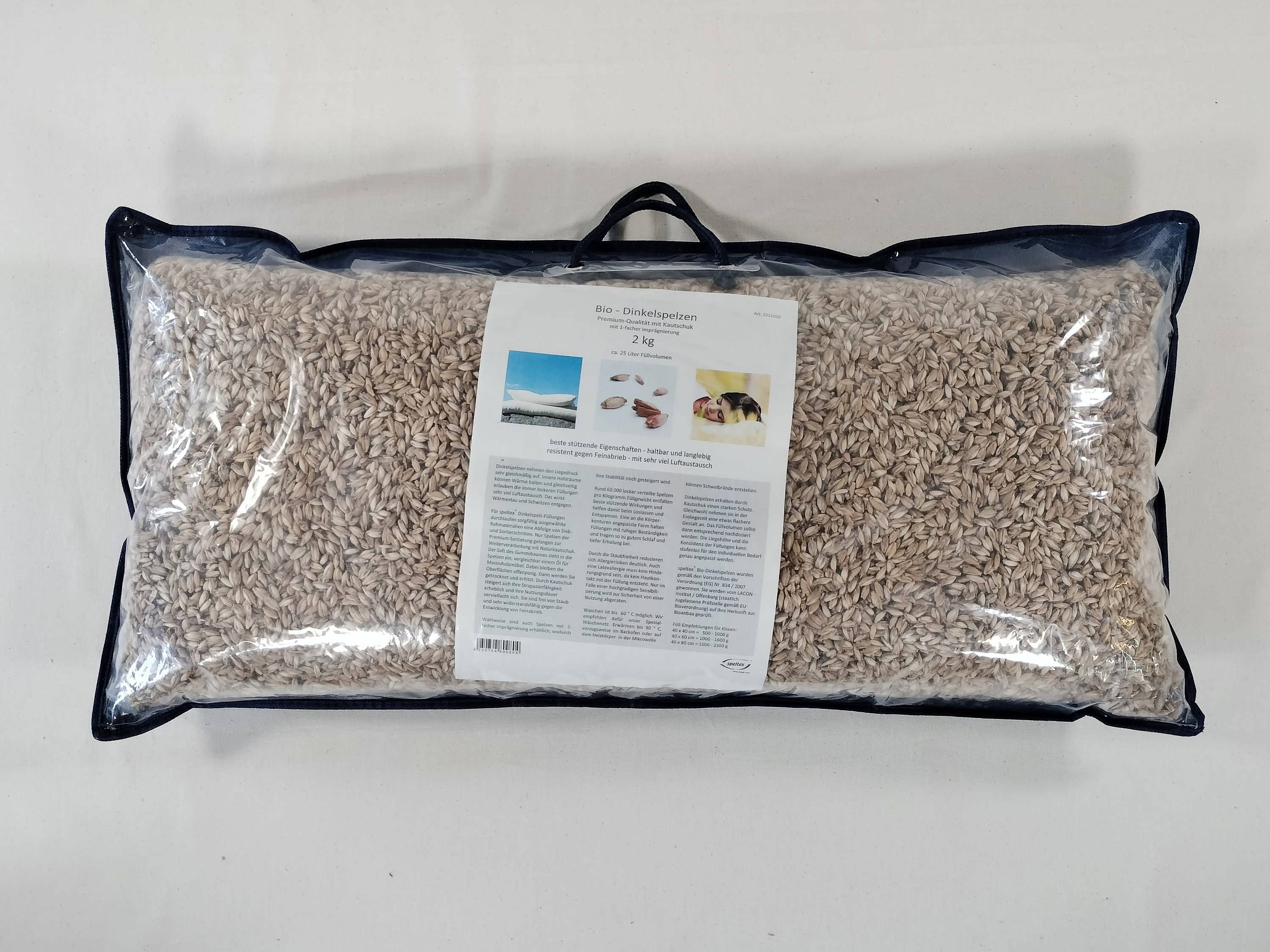 Speltex KG – Großhandel Zierkisseneinsatz – Dinkelspelzen 1-fach mit Kautschuk - 500g, 2kg, 4kg, 20kg1