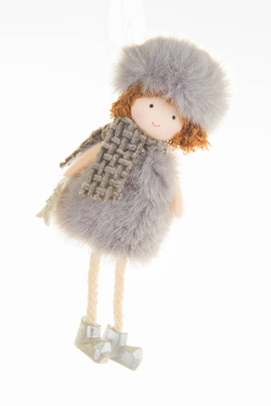 Starlight Collection - Wholesale Ornament - Gray Cozy Angel Ornament with knit scarf