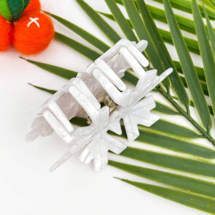 White Christmas Snowflake Acetate Hair Claw Clip for wholesale on Faire4