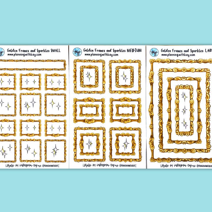 Golden Frames and Sparkles for wholesale by Planning With Kay