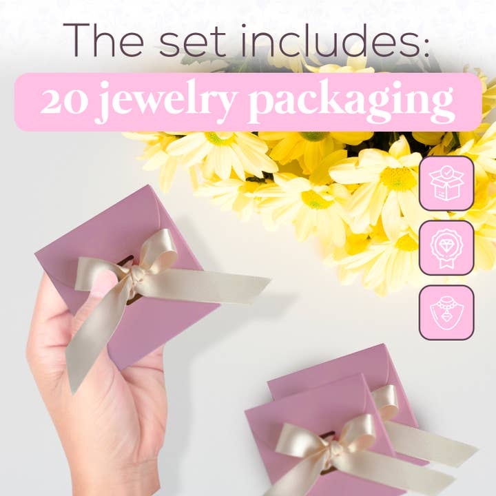 ESPACIO CREATIVO - Wholesale Gift Box - 20 Pack Jewelry Packaging 3.5x3.5x0.2 Inch with Card Display6