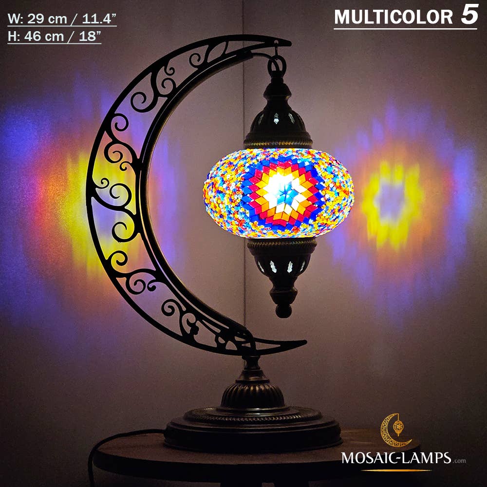 Mosaic Lamps - Wholesale Accent/Desk Lamp - 10+ Colors - Moroccan Moon Table Lamp, Arc, Murano Crescent33