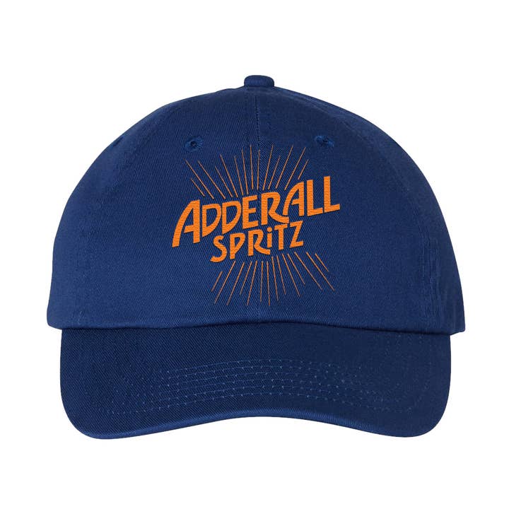 Adderall Spritz - Gorro bordado para papá en azul real para venta al por mayor de Calm Down Caren