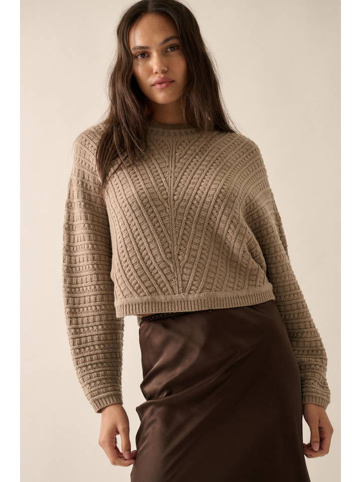Promesa USA - Wholesale Knit Sweater - Women's - Solid Cable Knit Dolman-Sleeve Sweater0