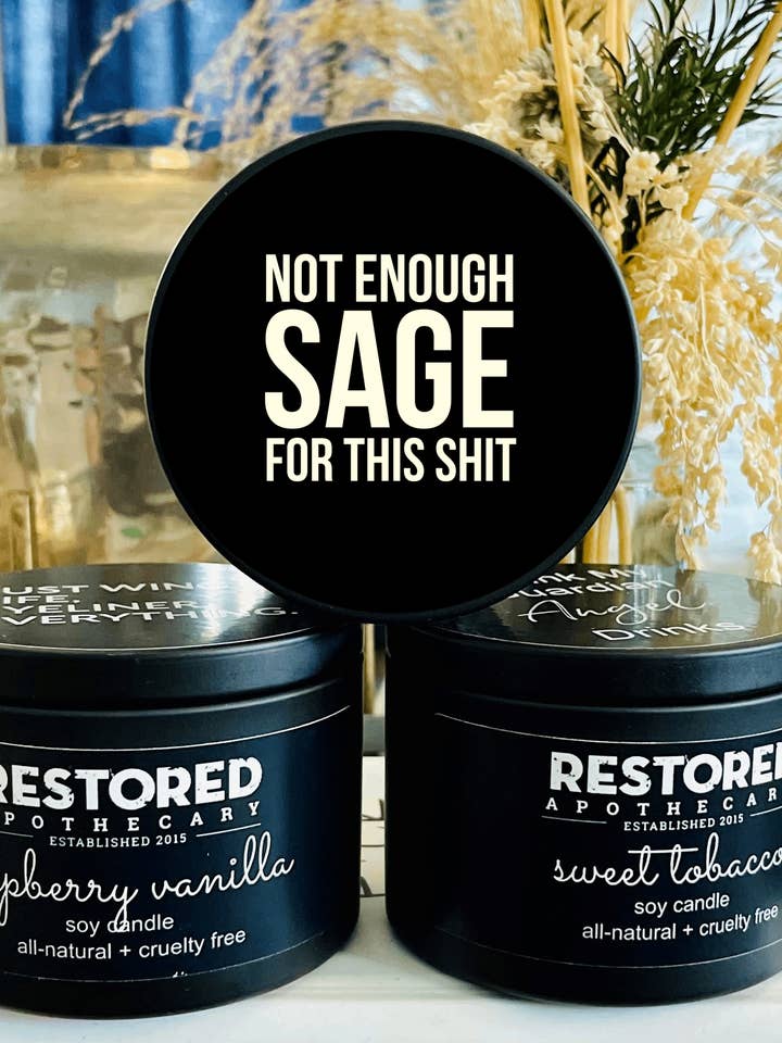 Niet genoeg salie- zwart reisblikje voor wholesale door Restored Apothecary