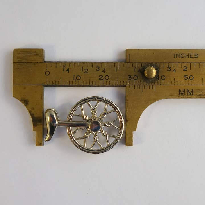 Ajmer by Jodi - Wholesale Individual charm/pendant - Small Lotus Spoke Unicycle Pendant ~ White Brass4