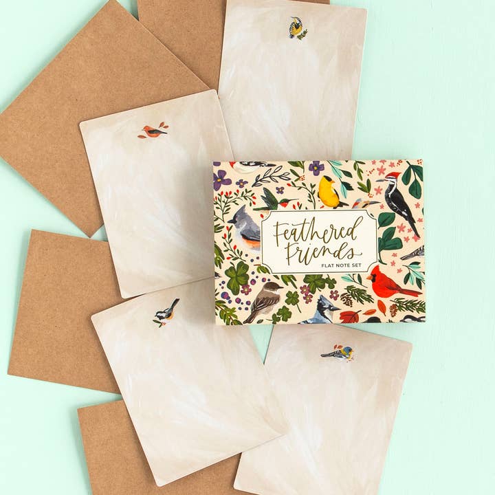 1canoe2 | One Canoe Two Paper Co. - Wholesale Stationery/Notecard Set - Feathered Friends Birds Flat Note Set
