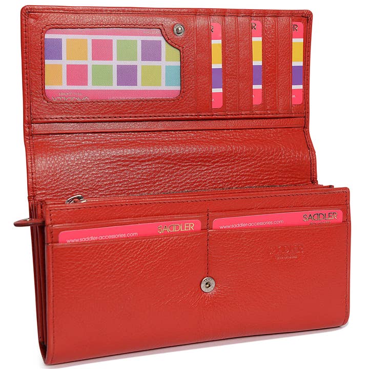 SADDLER - Vente Portefeuille – femme - Grand Portefeuille en Cuir à Sections Multiples "Grace" – Fait Main par Saddler | Protégé RFID & Boîte Cadeau28