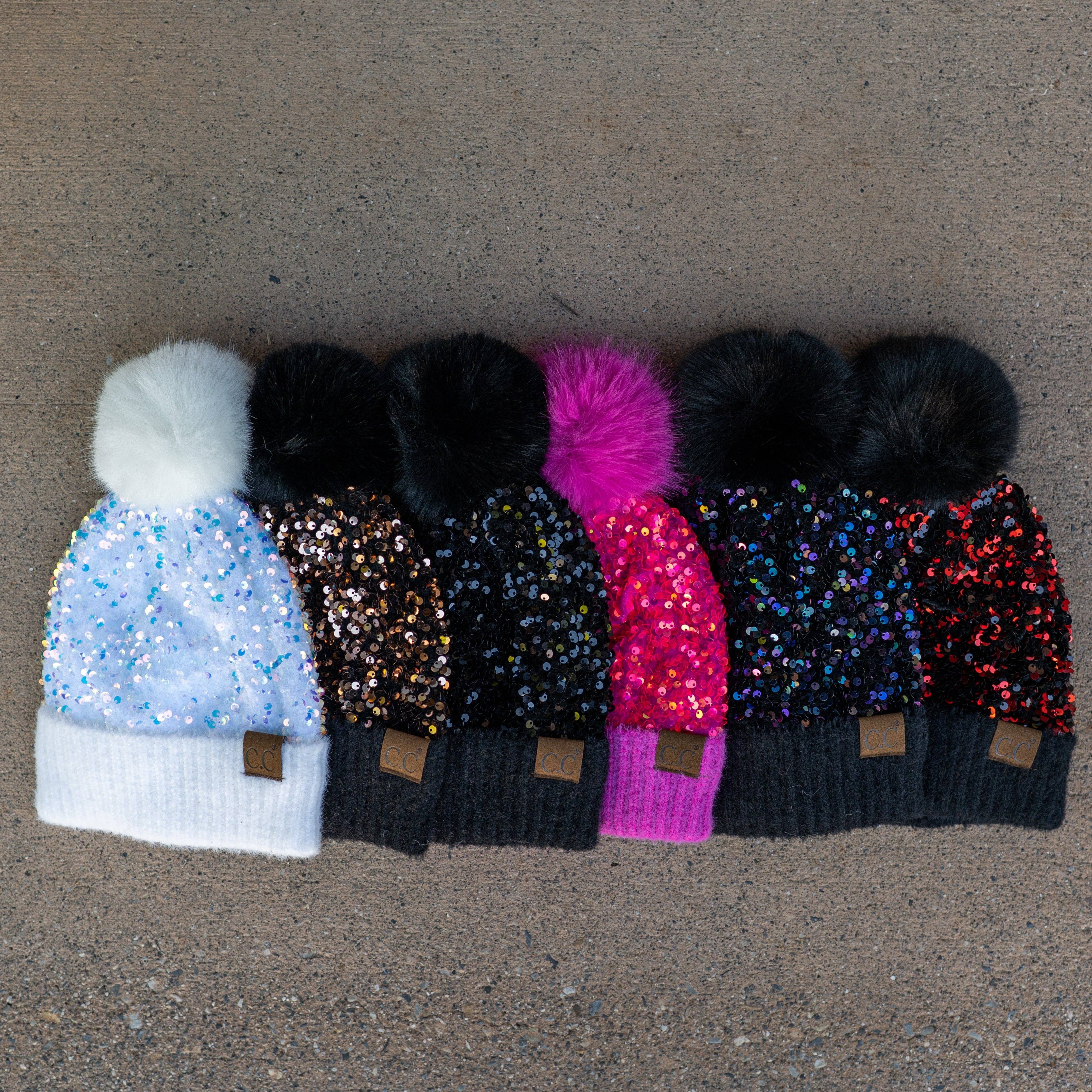 Truly Contagious - Wholesale Beanie - Dames - CC Pom muts met pailletten en pailletten (HTE0012) (HTE0017)8