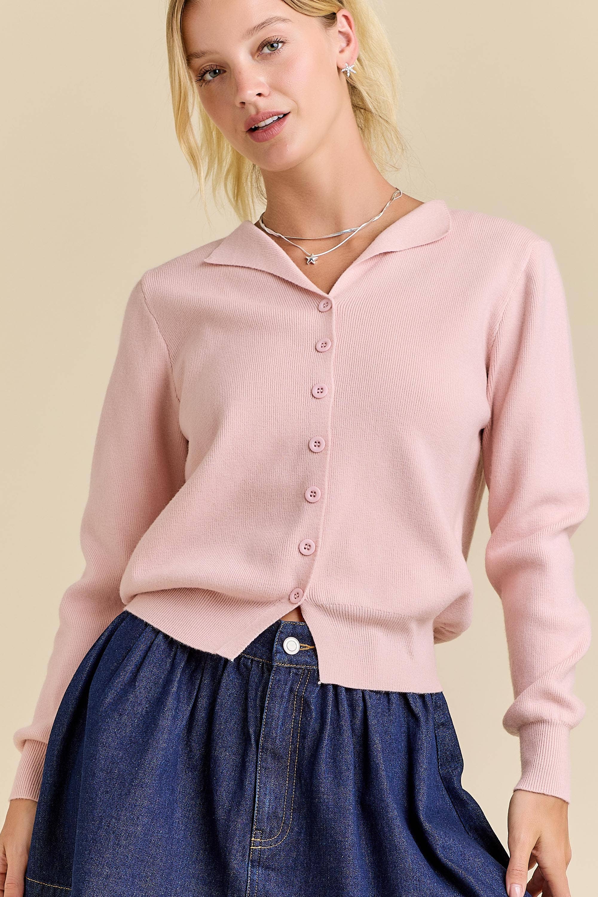 Main Strip - Wholesale Cardigan - Women's - Open Front Button Up Sweater Knit Cardigan0