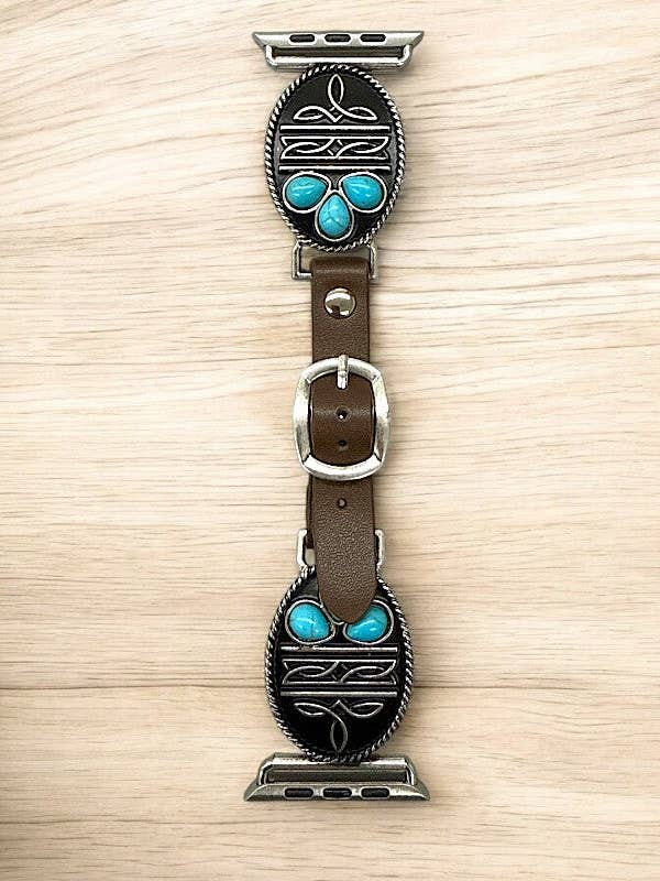 CORREA PARA APPLE WATCH CON DETALLE DE GEMA TQ DE DISEÑO OCCIDENTAL para venta al por mayor de Andrea Bijoux