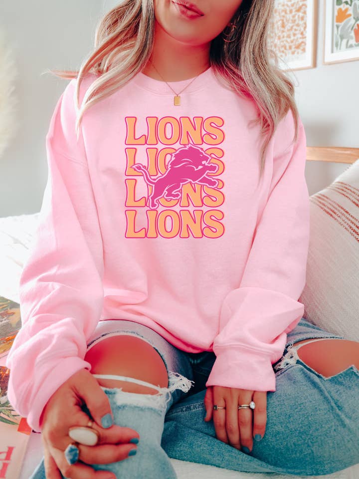 Camisola de Manga Comprida com Gráfico para Adultos Detroit Lions por atacado de Uncommon Label