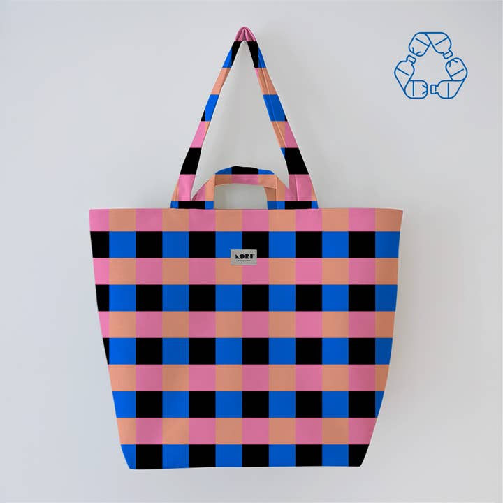 Lori Barcelona - Wholesale Tote Bag - Women's - VICHY Checkered Handle Bag Color6