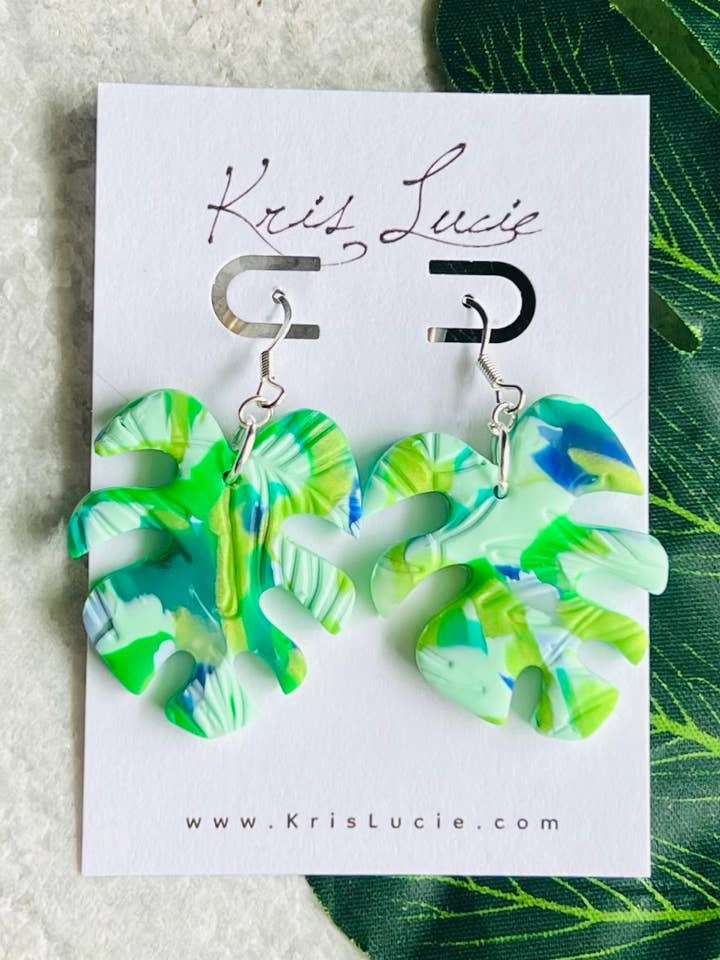 Tropical Leaf Earrings for wholesale by Kris Lucie