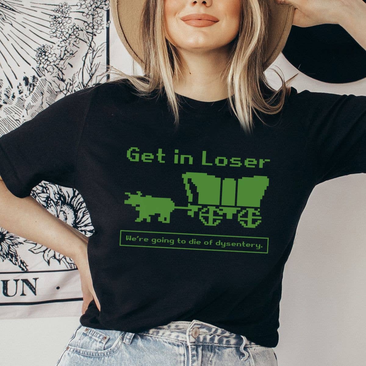 House Of Rodan - Wholesale T-Shirt (Graphic) - Women's - Get in Loser - Oregon Trail Parody - T-Shirt3