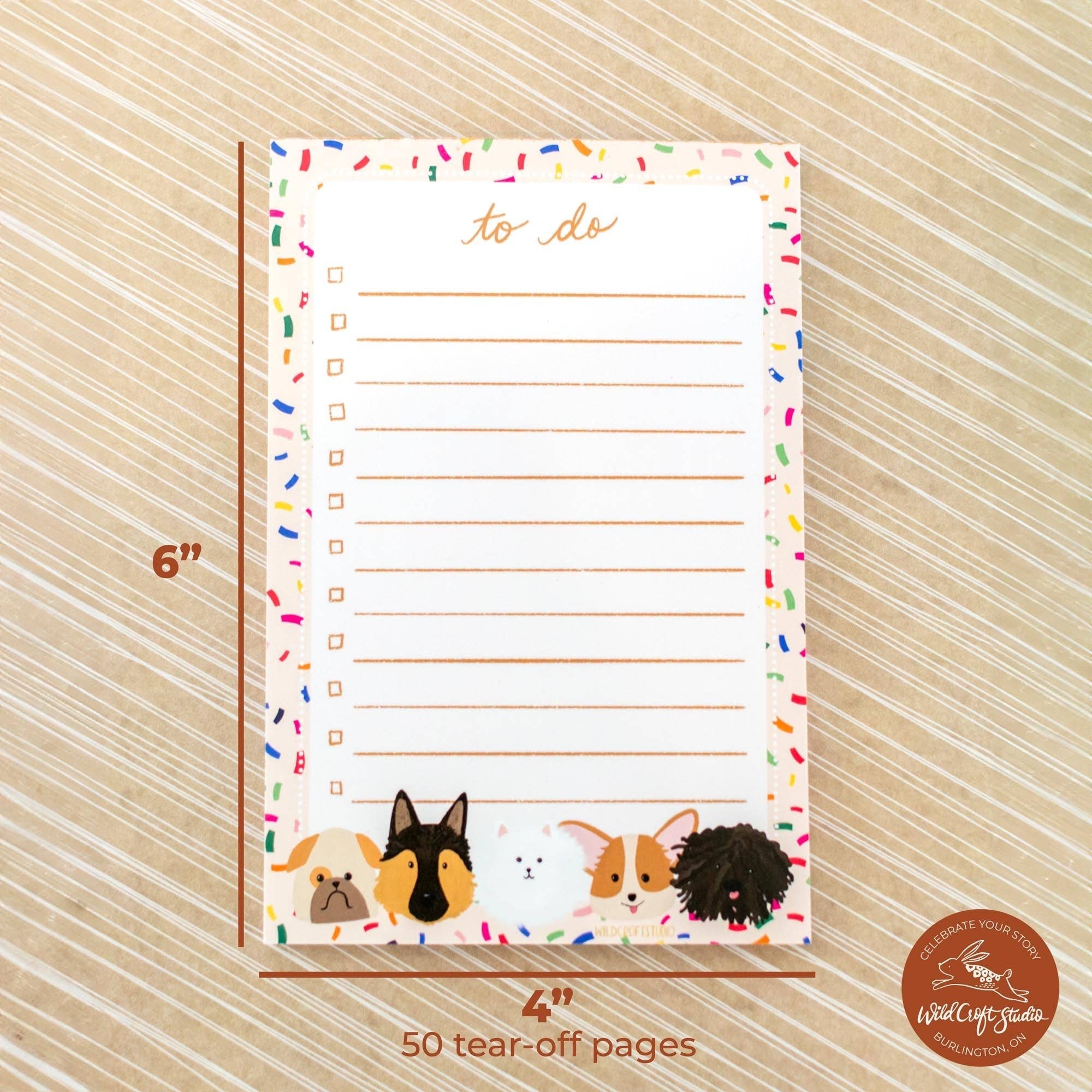 Wild Croft Studio - Wholesale Notepad - Pups Line Up! Notepad3