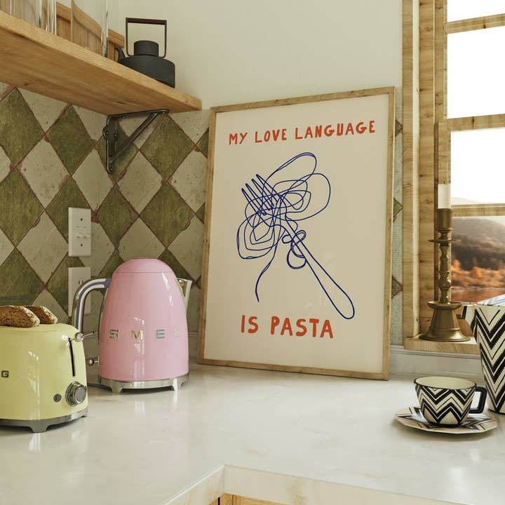 Pasta Love Language Kitchen Print for wholesale by Moonshine Prints