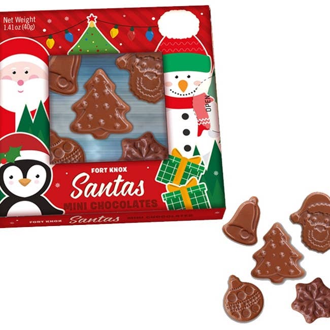 Fort Knox Christmas Chocolate Mini Santa Tree 1.41 oz 12ct for wholesale by Long Island Candy Factory