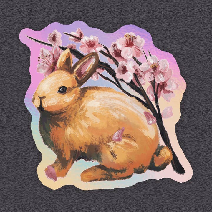 Sakura Bunny Pink – Holographic Sticker for wholesale by Kabujiro