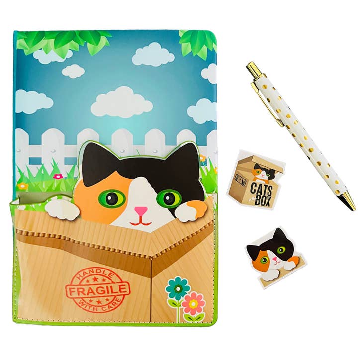 Streamline - Wholesale Journal/Diary - Cat In A Box Pocket Journal w/ Pen1