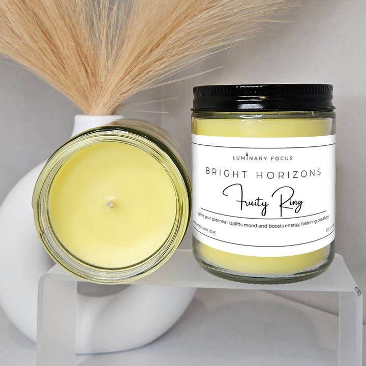 Fruity Bliss Candle – 8oz Clear, Fruity Loops Cereal Scent for wholesale by Luminary Focus