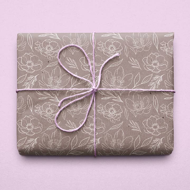 Dusty Lavender Floral Wrapping Paper Sheets for wholesale by Kimposed