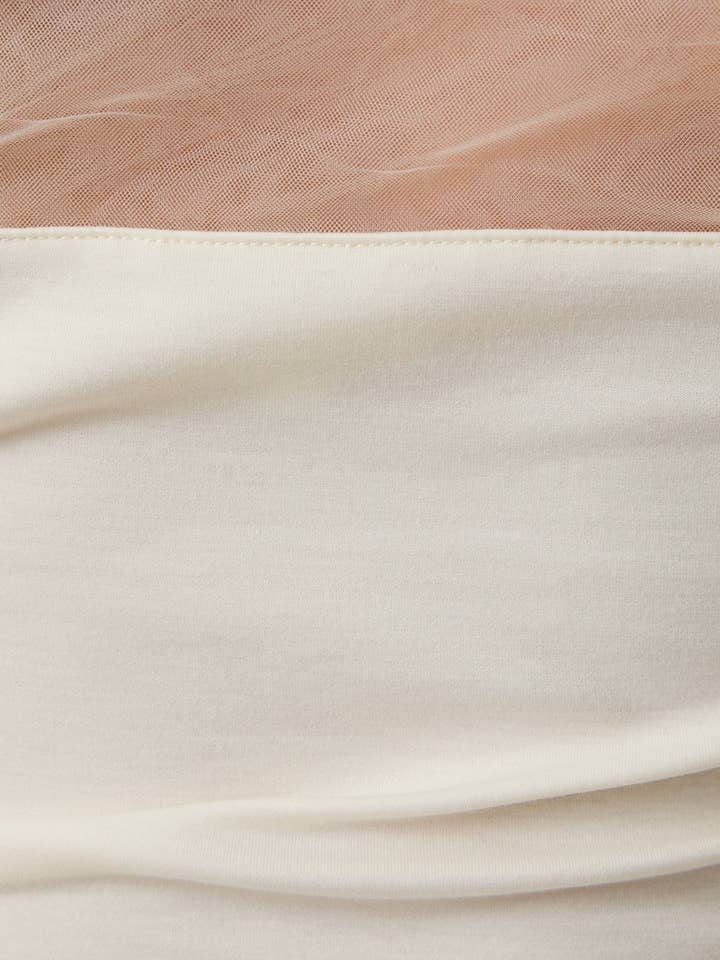 Sunday Edition - Wholesale Blouse - Women's - MESH & PONTI MIX DRAPE TOP13