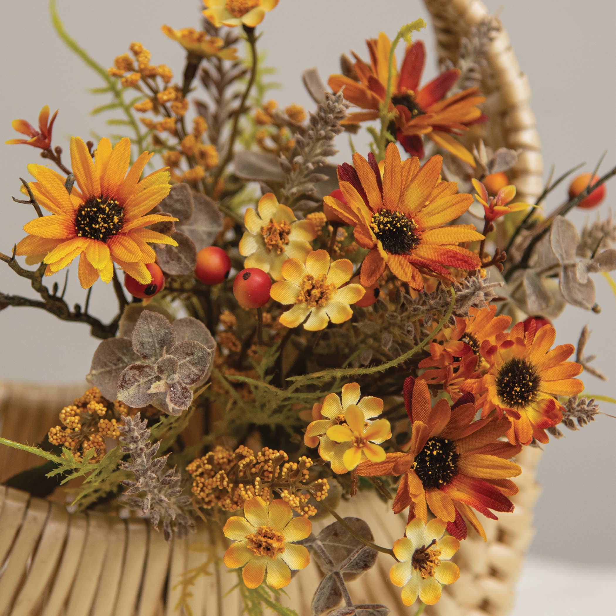 Saybrook Lane - Vente Plantes artificielles - Bouquet de marguerites de récolte et de bébé eucalyptus - 10"2