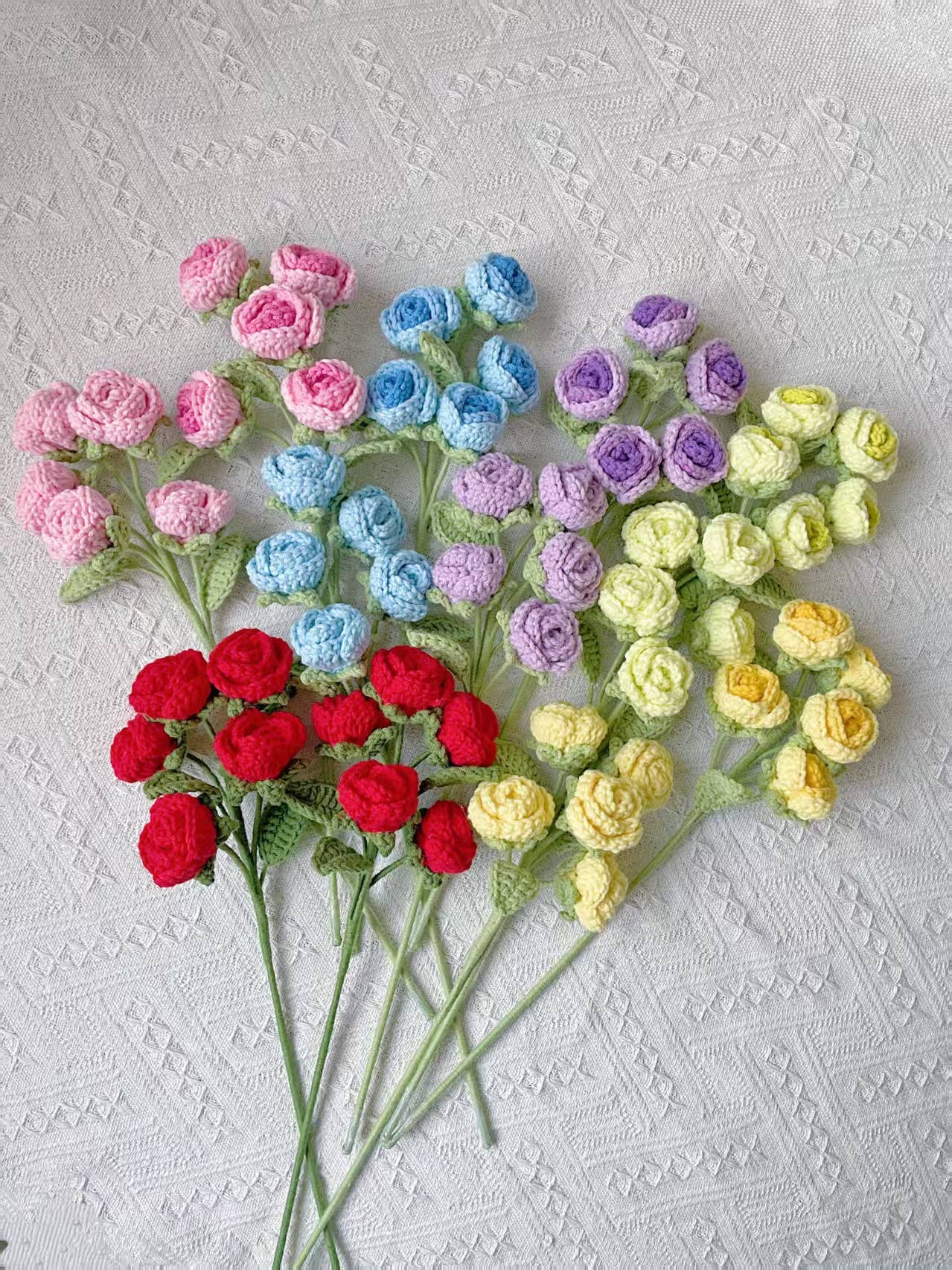 Miss Peachy – wholesale Artificial flowers – Multi-heads Crochet Rose Bouquets1