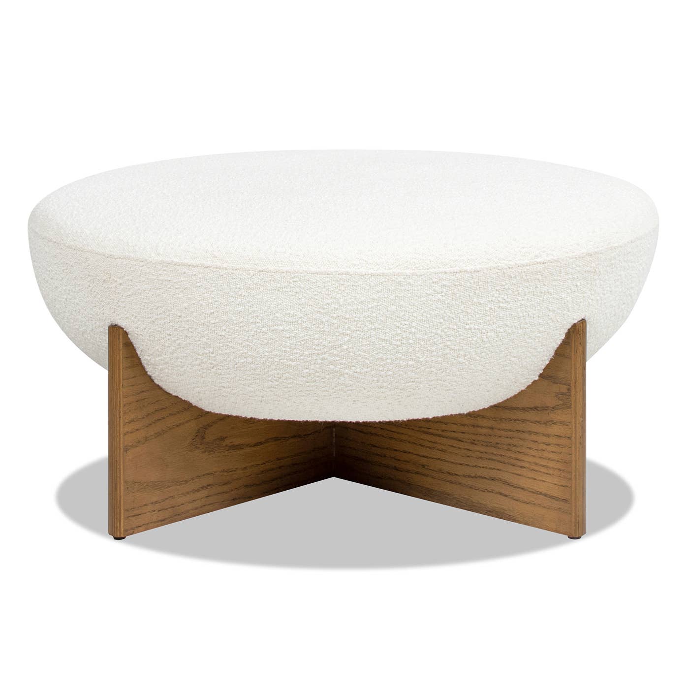Jennifer Taylor Home - Wholesale Ottoman - Bali 18.5" Round Upholstered Ottoman with Natural Wood Base0