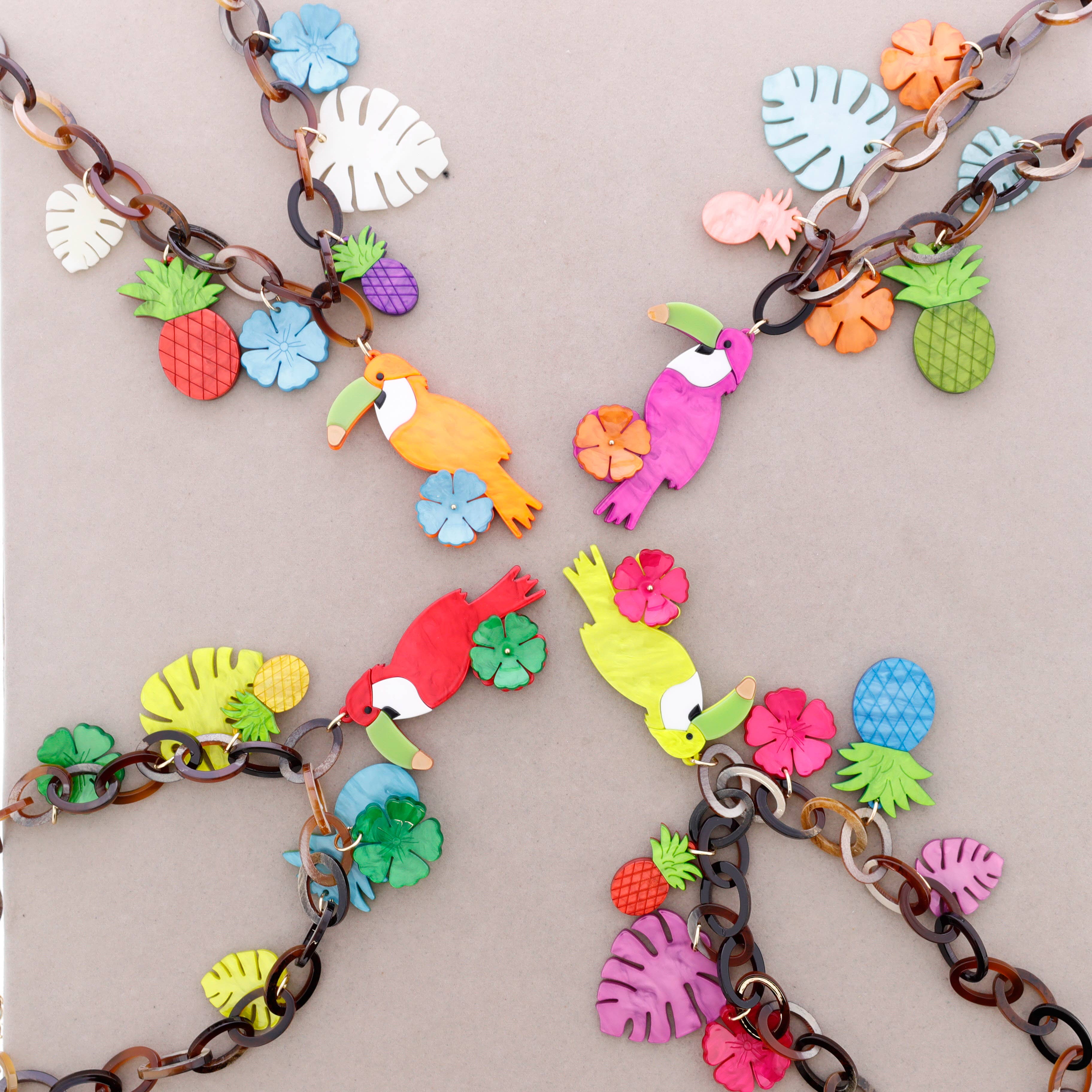 Sonata – Engroshandel Halskæde med vedhæng – Tropical Party Harpiks Hanging Link Choker1